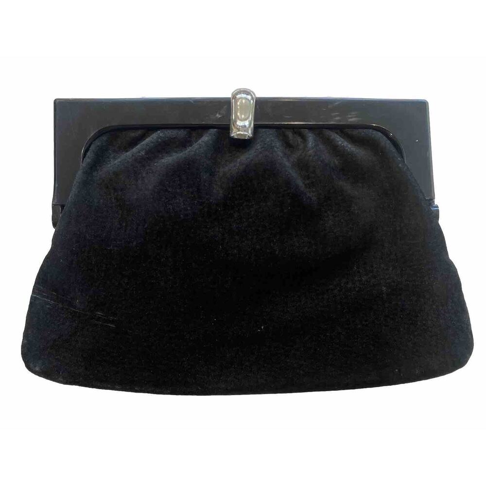 VTG Black Suede Leather Clutch Made In Italy